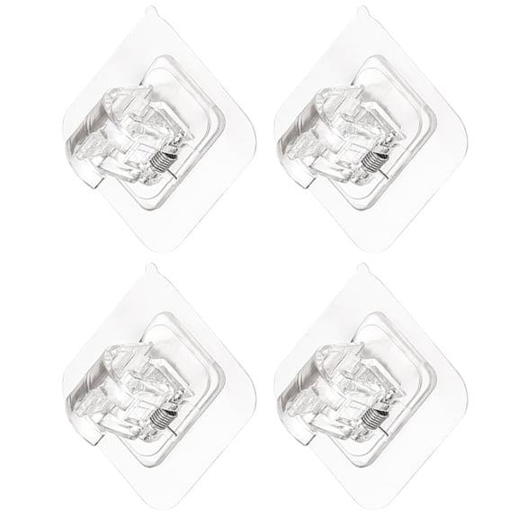 ETHZZLE 4Pcs Clear Curtain Rod Holder Clips No Drill Fixing Clips for Shower Curtain