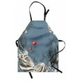 thumbnail image 1 of Floral Apron Grunge Rose Petals and Butterflies Red Hearts Love Valentines Vintage Design, Unisex Kitchen Bib Apron with Adjustable Neck for Cooking Baking Gardening, Slate Blue grey, by Ambesonne, 1 of 3