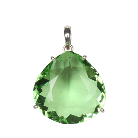 Gemhub 97.5 Ct. Pear Shape Green Amethyst Gemstone Pendant 925 Sterling Silver Pendant Green Gemstone Jewelry February Birthstone Pendant for Women
