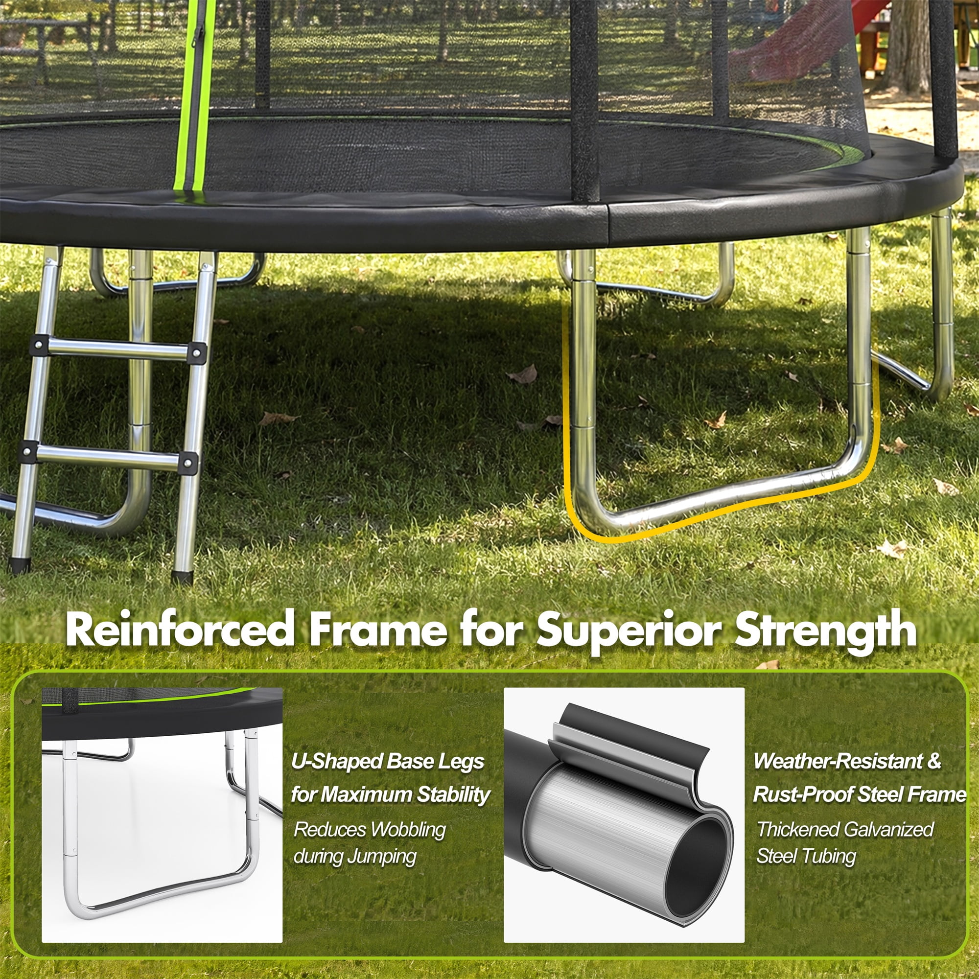 Alvantor 14Ft Trampoline for Kids, Recreational Trampoline with Enclosure Net and Ladder Green