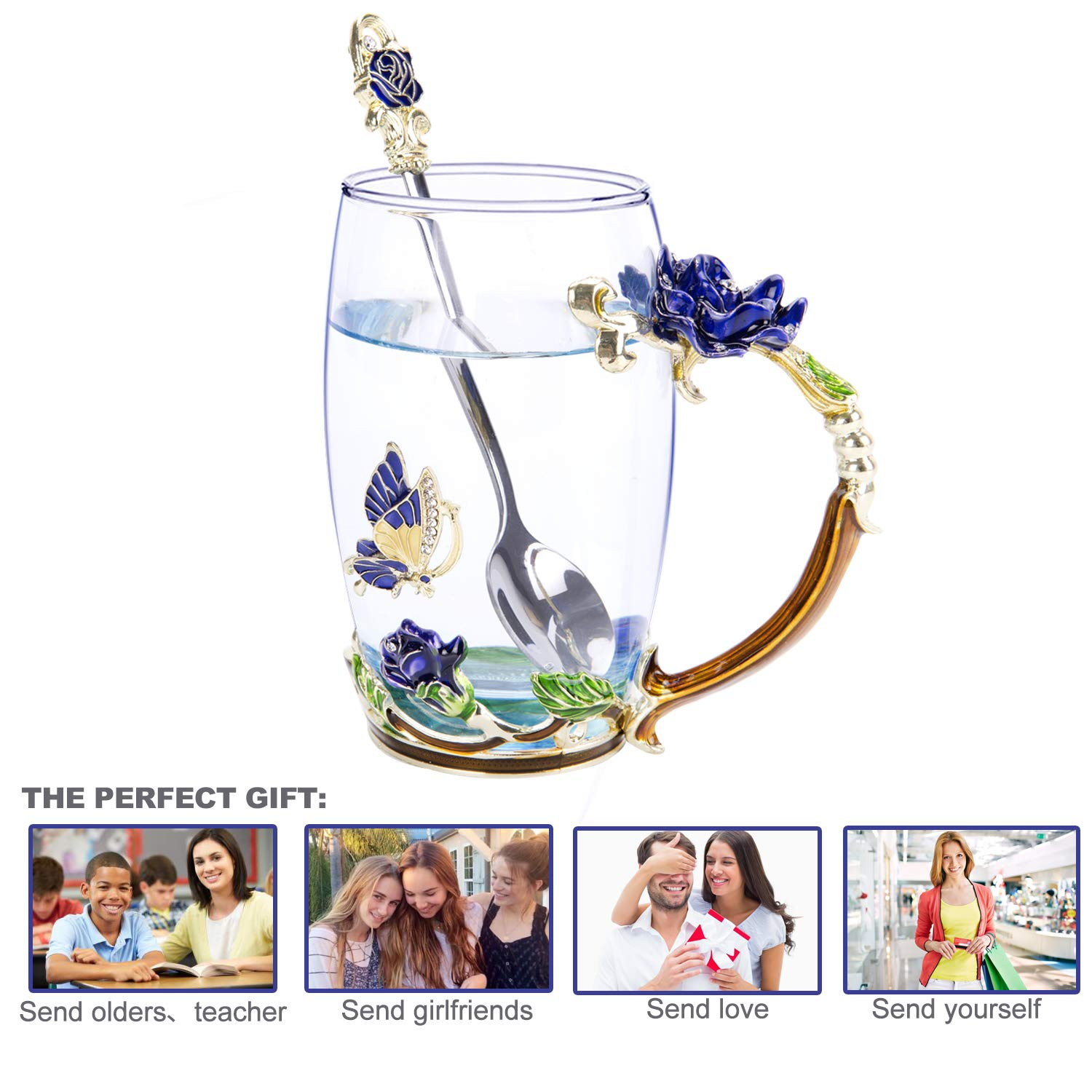 Affogato Glass Flower Tea Cup,Coffee Mugs with Lid, Liberia | Ubuy