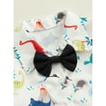 thumbnail image 6 of Musuos Kid Boys 2 Piece Set 6 12 18 24M 3 4Y Short Sleeve Dinosaur Print Shirts with Bowtie + Elastic Waist Shorts Toddler Baby Summer Outfits, 6 of 10