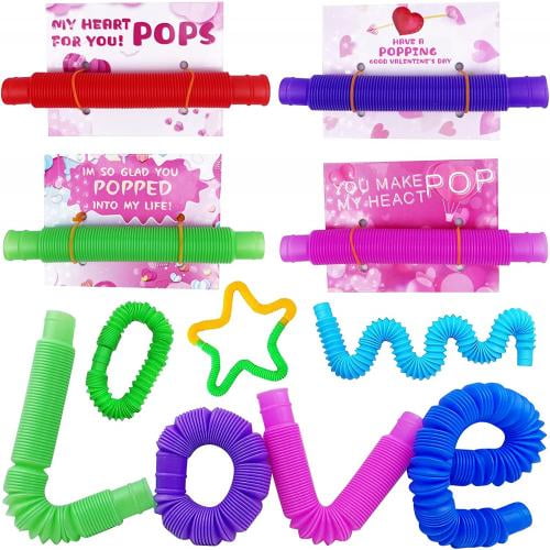Vanblue Large 8 Pcs Pop Tubes Fidget Toys Autism Sensory Fidget Tubes Toys  Party Favors Valentines Day Gifts for Kids Classroom Goodie Bag Fillers