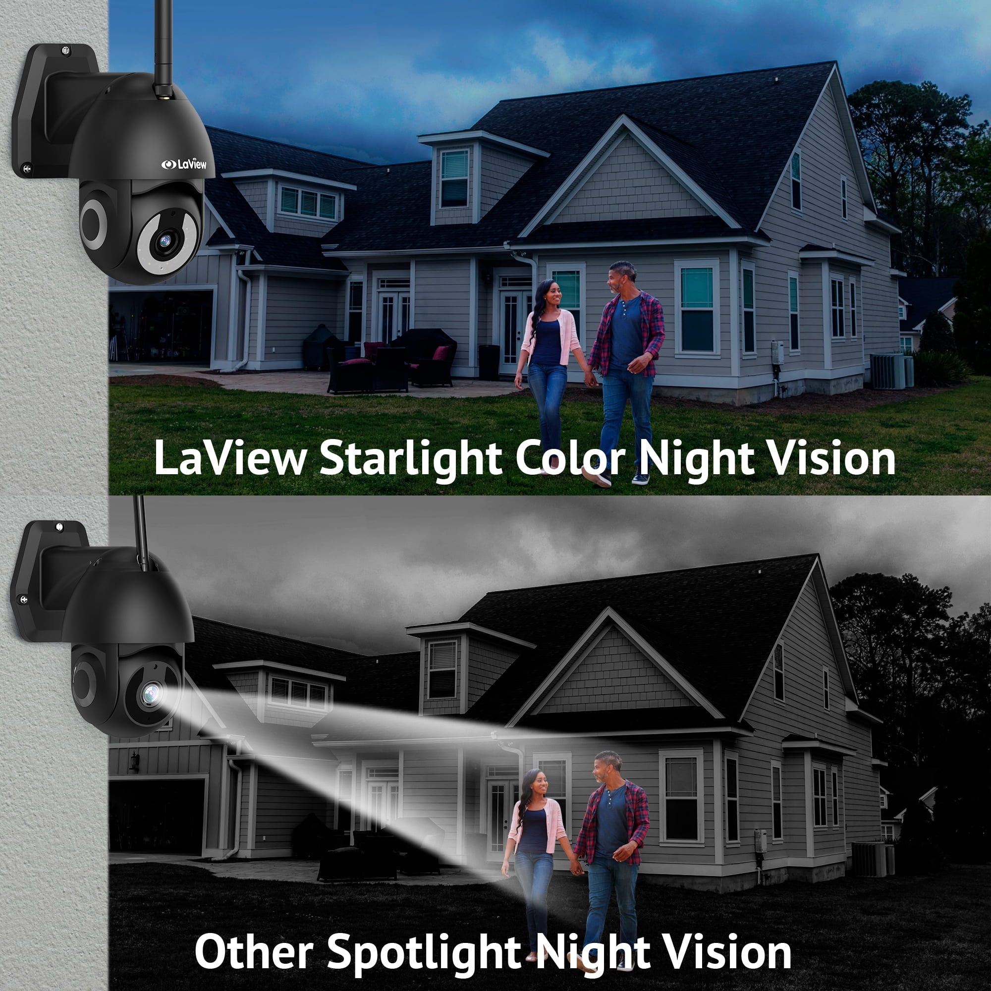Laview 4MP Security Cameras Outdoor Indoor 2pc,2K Wired Cameras for Home Security with Starlight Color Night Vision,IP65 Spotlight Security Camera