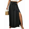thumbnail image 3 of Pantalones Casuales de Pierna con Abertura para Mujer,Pantalones de Playa Holgados Estilo Palazzo de Cintura Alta,Pantalones de Verano Estilo Bohemio con Bolsillos. Negro XL, 3 of 8