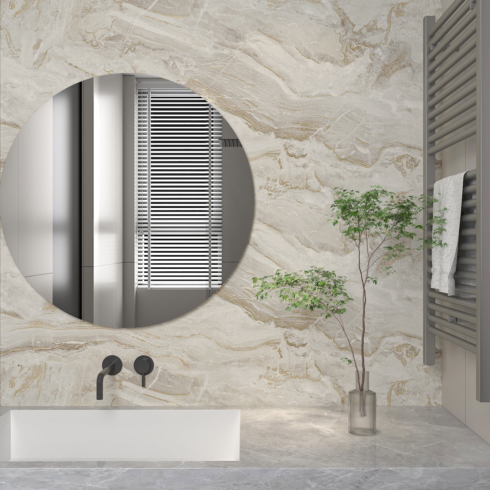 CHIHUT Marble Peel and Stick Contact Paper for Countertop Waterproof Thick Beige Gold Marble Wallpaper for Kitchen Self Adhesive Marble Wall Paper Glossy Vinyl Roll for Cabinets Furniture 17.7"x236"