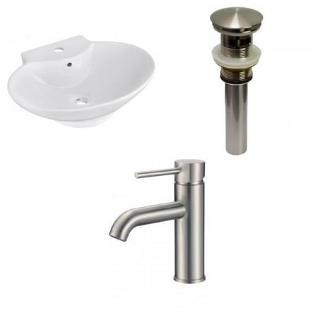 

American Imaginations 22.75-in. W Above Counter White Bathroom Vessel Sink Set For 1 Hole Center Faucet_AI-30230