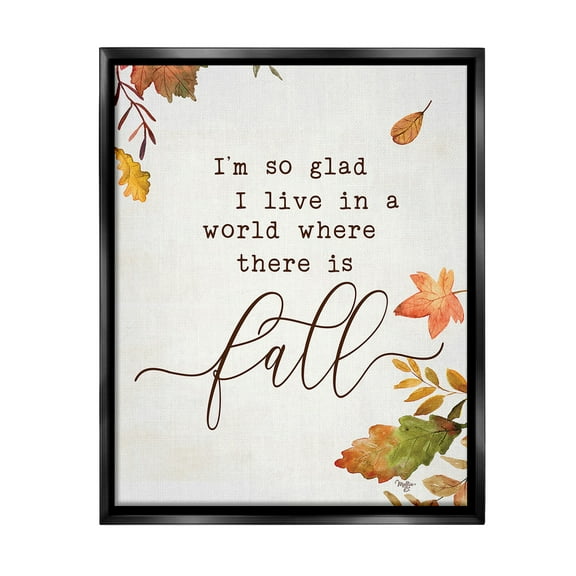 Stupell Industries A World With Fall Botanical & Floral Painting Black Floater Framed Canvas Art Print Wall Art, 17 x 21