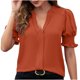 thumbnail image 2 of Fiudx Camisas para Mujer Blusa Regular de Manga Corta para Mujer, Cuello En V, Sexy, Informal, para Verano, 2 of 7