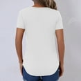 thumbnail image 7 of Bzhegqhd Women's New Summer Solid Color U-neck Short Sleeved Top T-shirt, 7 of 7