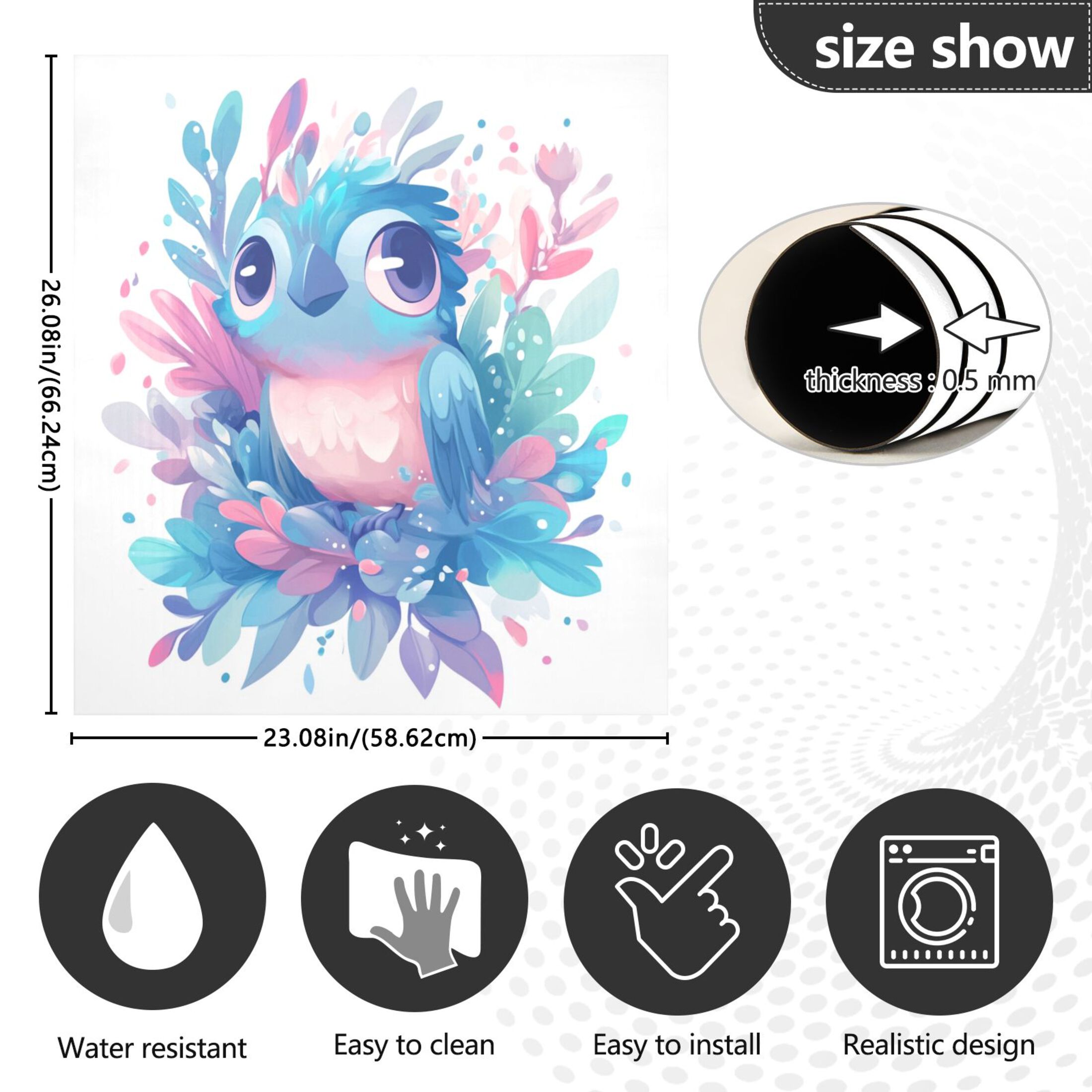 Dishwasher Magnetic Sticker 23x26 Inch Refrigerator Magnetic Sticker Washing Machine Magnetic Sticker Kitchen Panel Magnetic Sticker Home Decor Big Eyed Blue Owl