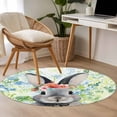 thumbnail image 5 of Easter Bunny 3ft Area Rug, Spring Flowers Green Leaves Pastoral Plants Washable Non-Slip Small Round Rugs for Entryway Bedroom Kitchen, Soft Circle Carpet for Dining Room, Playroom Nursery Rug, 5 of 9