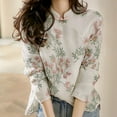 thumbnail image 4 of Skymirror Women Shirt Chinese Style Embroidery Elegant Long Sleeve Cheongsam Shirt for Daily Wear, 4 of 8