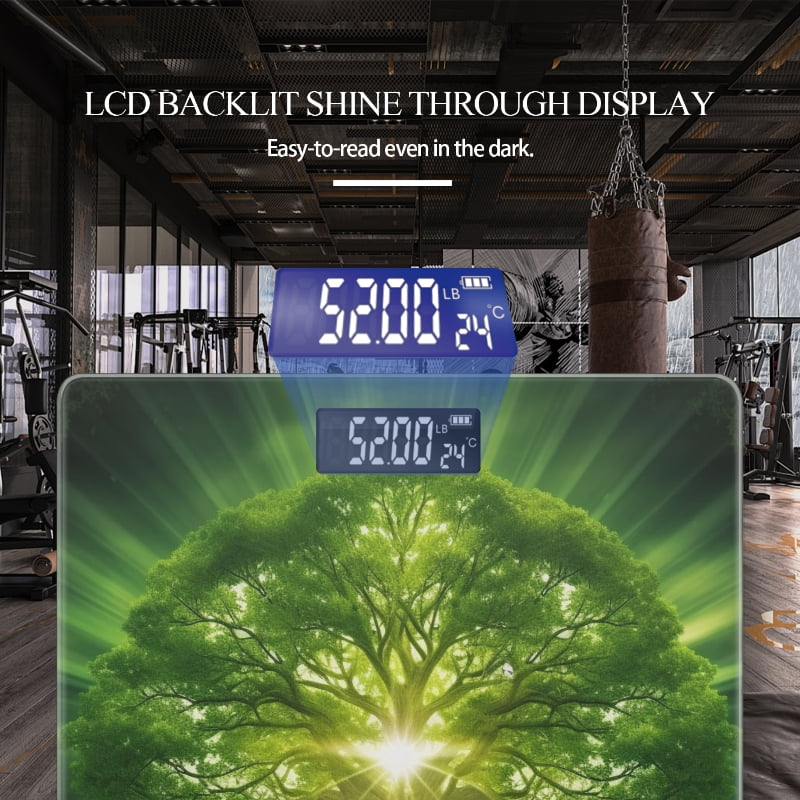 Digital Bathroom Scale with Large LCD Display,High Capacity Scale 400 lbs High Precision body fat scale-Green Tree Of Life With Rays Emanating From It