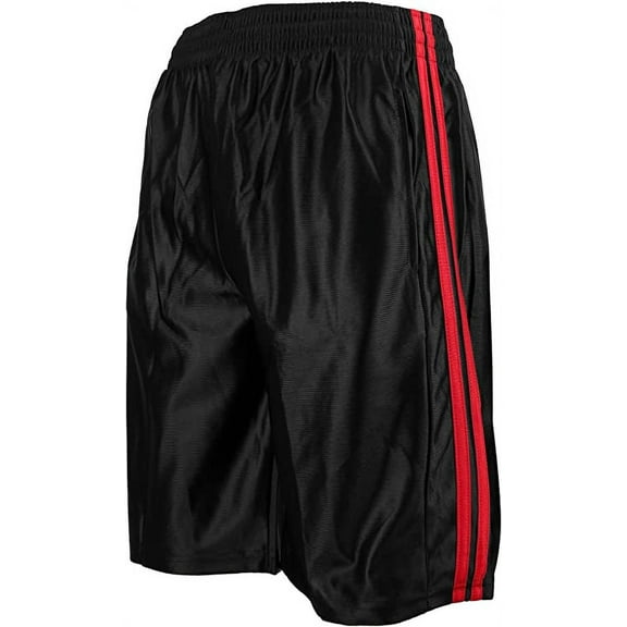 North 15 Boy's Athletic Basketball Shorts with Side Pockets-3162B-Blk-Rd-10-12