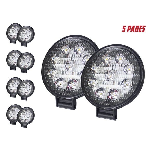 Faros Redondos TUNELIGHT-RENOVATIO 9 Leds 36w Luz Blanca 10 piezas