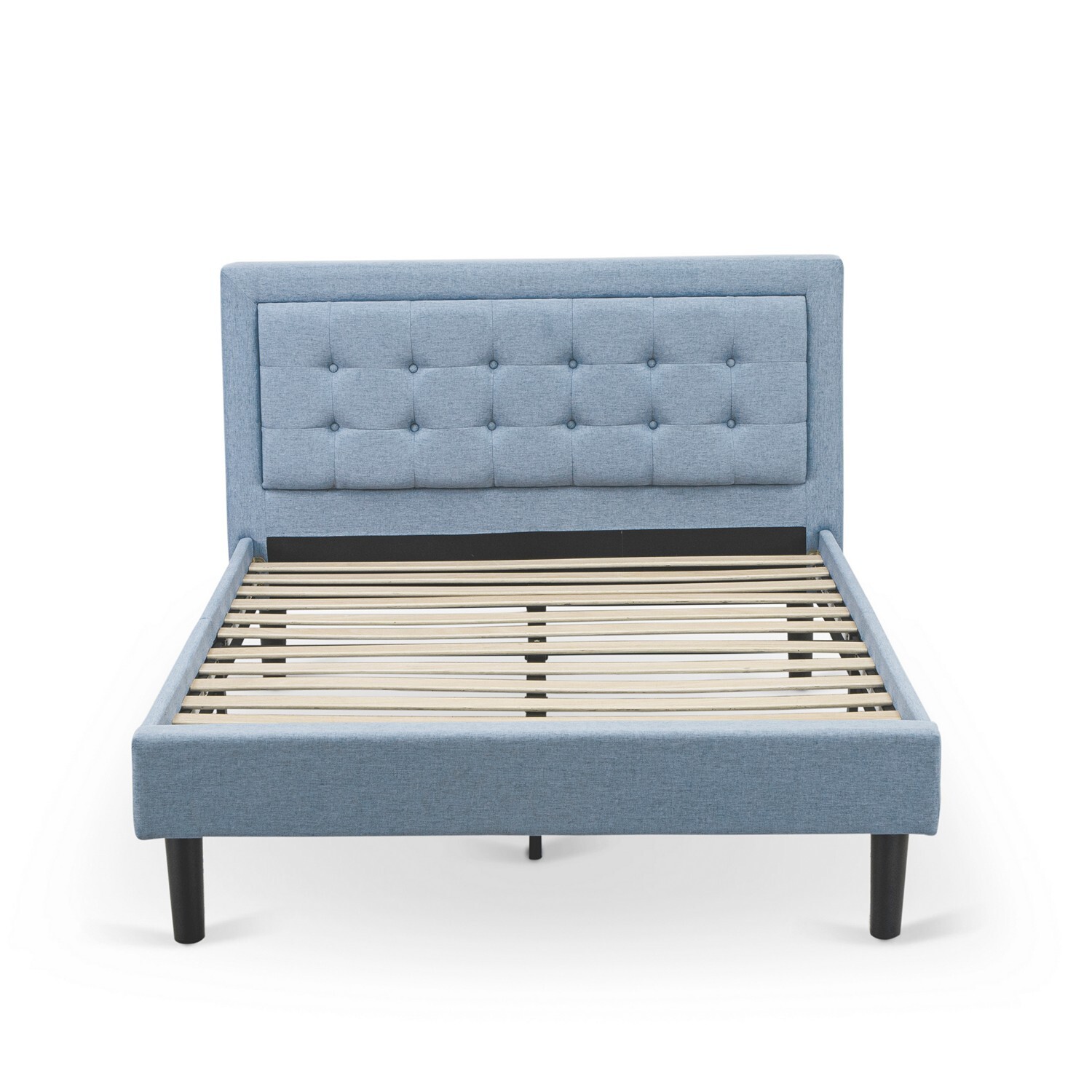East West Furniture 2-piece Wood Platform Full Bedroom Set in Denim Blue/Navy - image 3 of 5