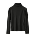 thumbnail image 2 of Czstvyn Women's Sweater Long Sleeve Warm Solid Mock Neck Regular Pullover Brushed Knit Stockinette Insulated, 2 of 5
