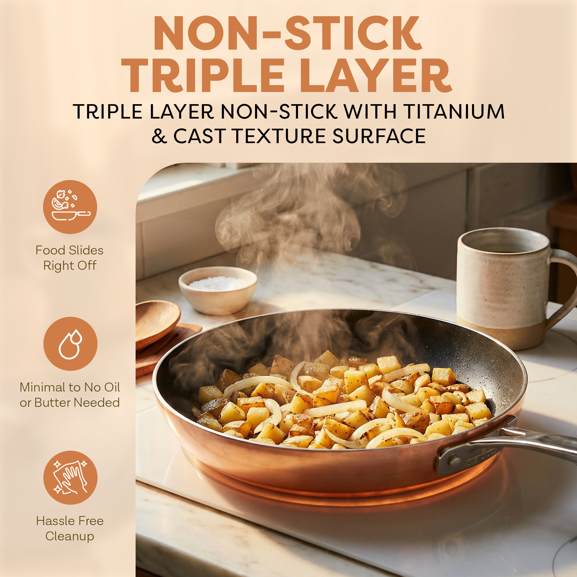Gotham Steel Stackmaster 10-Piece Ceramic Cookware Set, Copper photo 3