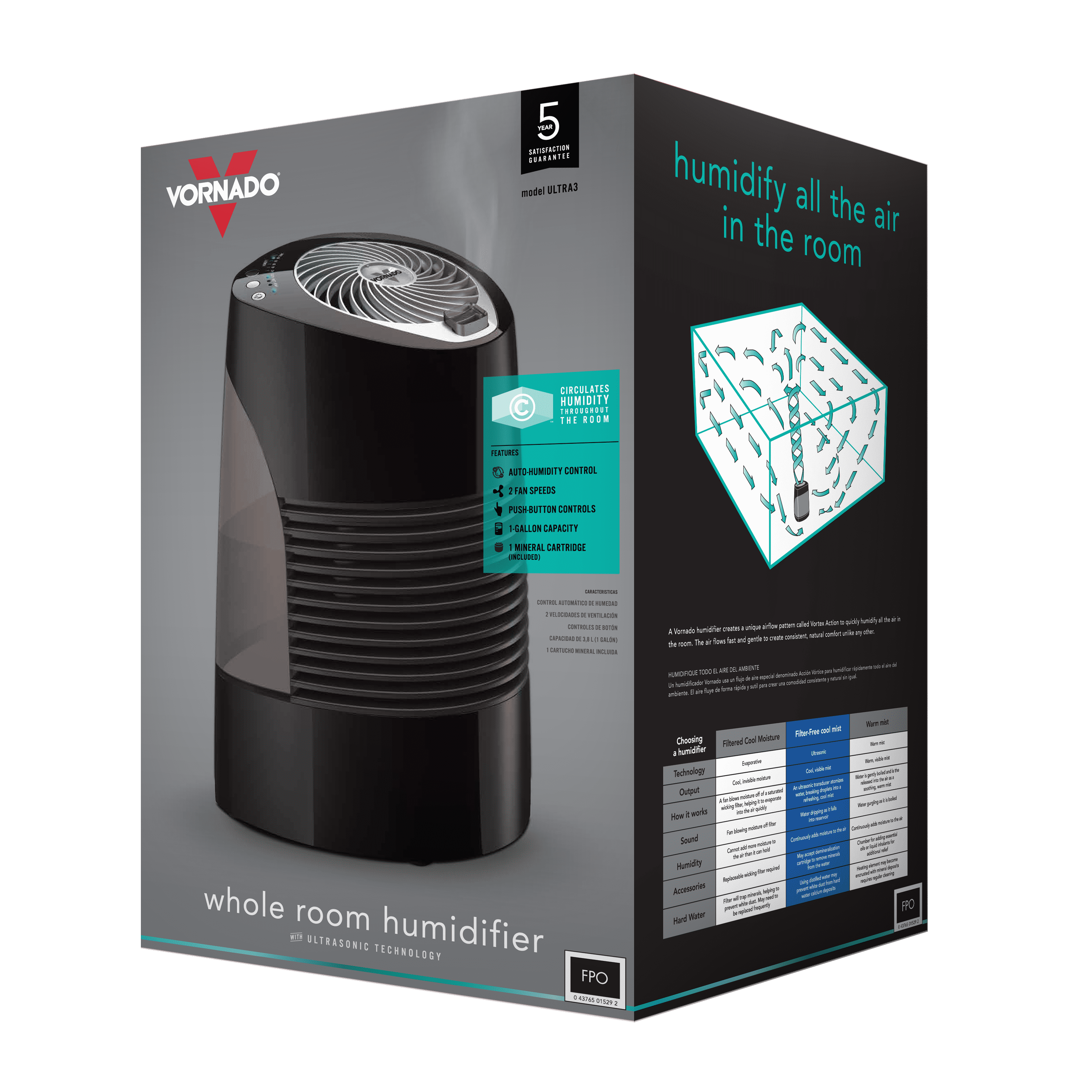 Vornado Ultra 3 Whole Room Ultrasonic Humidifier - Walmart.com