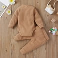 thumbnail image 4 of Xmarks Newborn Baby Boy Girl Clothes Ribbed Knitted Cotton Long Sleeve Romper Long Pants Solid Color Fall Winter Outfits Red 0-18M, 4 of 8