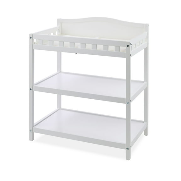 Badger Basket Simply Stylish 2-Shelf Wooden Diaper Baby Changing Table, White