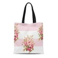thumbnail image 1 of JSDART Sac Fourre-Tout en Toile Rayures Roses Bouquet Rose Rayé Roses Abeille Cottage Sac Réutilisable Épaule Courses, 1 of 1