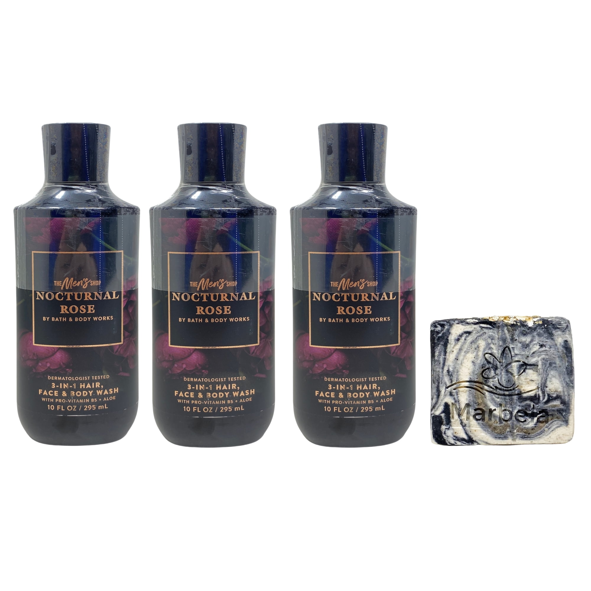 Bath & Body Works The Men's Collection 3 Nocturnal Rose 3-in-1 Hair, Face & Body Wash with a Charcoal Scrub Bar Soap