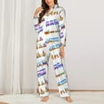 thumbnail image 2 of Pajama Sets for Women 2 Pcs, Trains colorful Pattern Button Down Long Sleeve Sleepwear Lounge PJ Sets, 2 of 6
