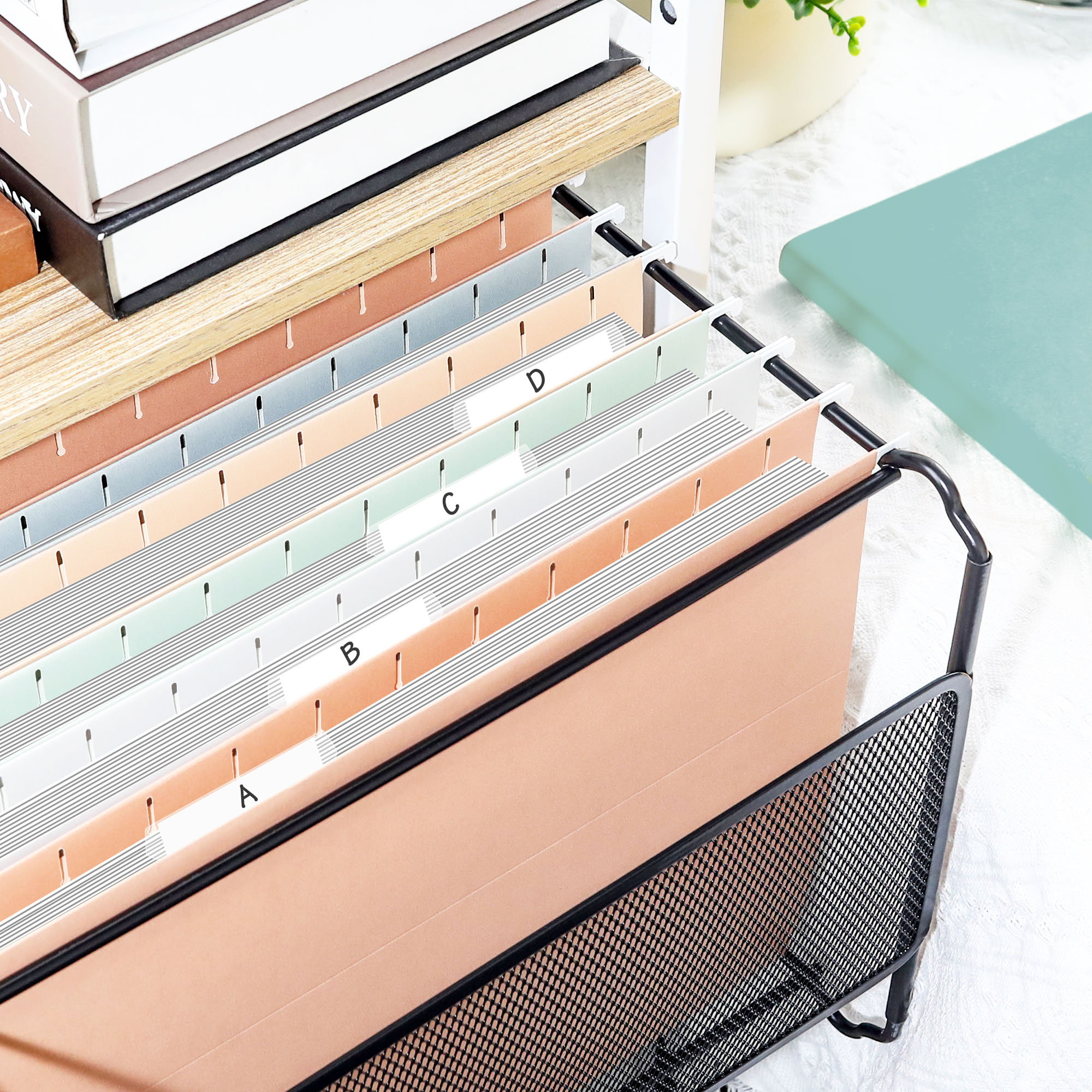 SUNEE Hanging File Folders, Letter Size, Pastel, 1/5-Cut, 25 Pack photo 2