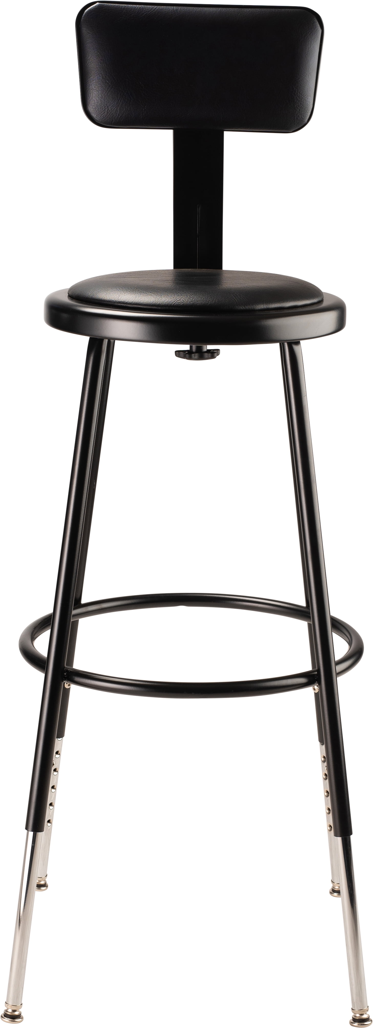 (Pack of 2) NPS 25 -33" Height Adjustable Heavy Duty Vinyl Padded Steel Stool With Backrest, Black