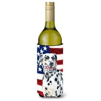 Carolines Treasures BB9653LITERK Dalmatian Patriotic Wine Bottle Beverge Insulator Hugger Wine Bottle multicolor