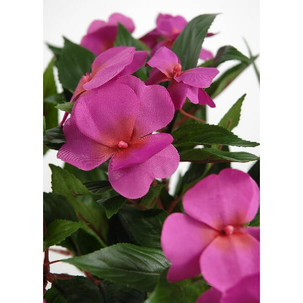 New Guinea Impatiens Bush Fuchsia Silk Flowers