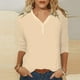 thumbnail image 2 of Blusa de manga 3/4 y cuello en V para mujer: estampado floral, poliéster, corte ajustado, prenda elegante informal para la oficina o una fiesta, combina con vaqueros o faldas., 2 of 5