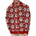 thumbnail image 2 of Tejiojio Young Man Sweaters Fall Mens New Year's Print Warm Valentine's Day Full Zip Cardigan Long Sleeve Hoodless Casual Coat, 2 of 5