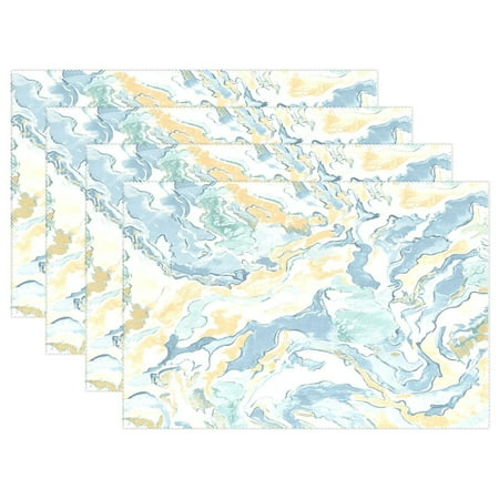 

Watercolor Pattern 4-Piece 12x18in Heat-Proof Place Mats Set Non-Slip for Family Dining