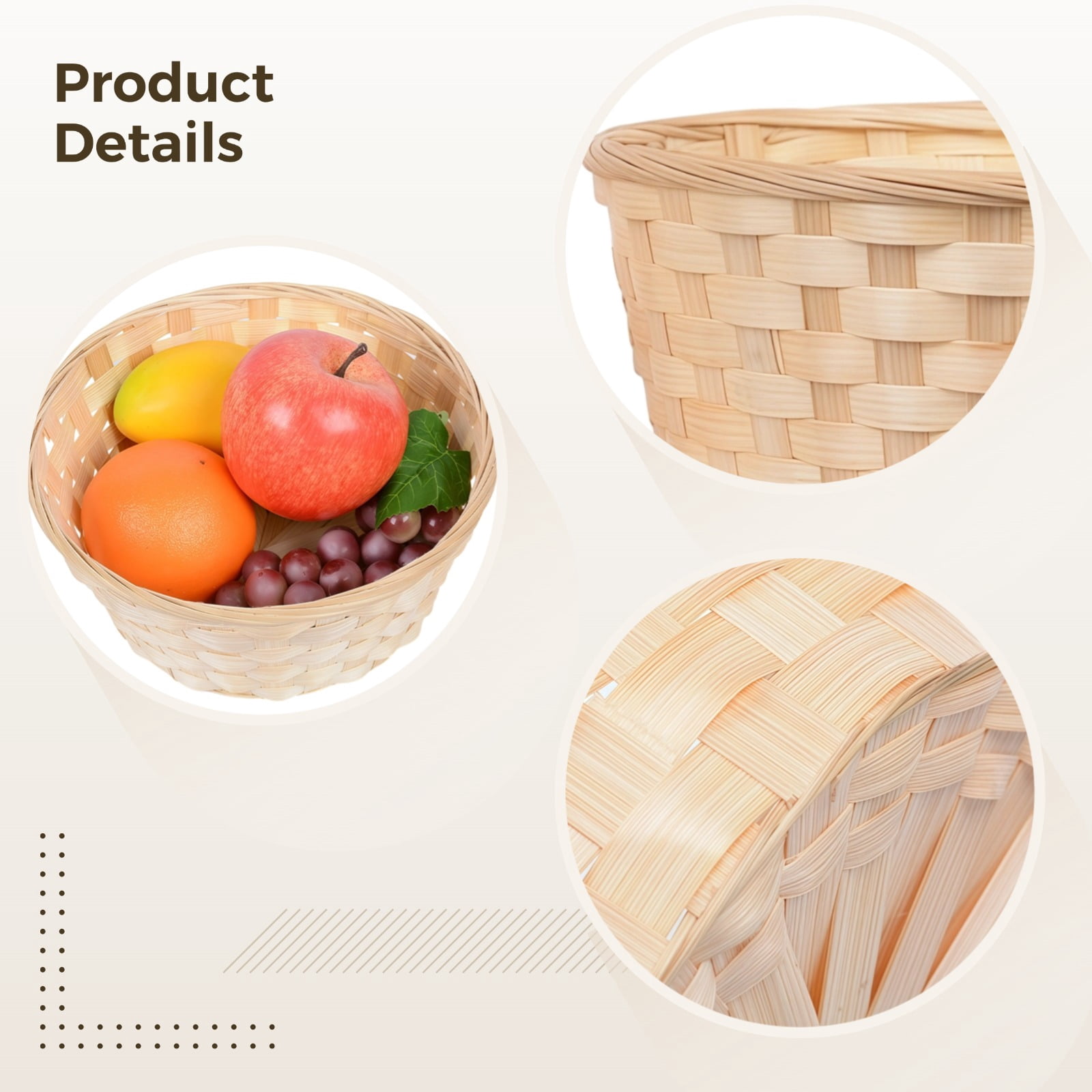 12 PCS Round Gift Baskets,Small Handwoven Baskets,Wood Bread and Fruit Baskets for Kitchen Storage,Serving Display,Restaurant Counter,Rustic Party Table Decoration