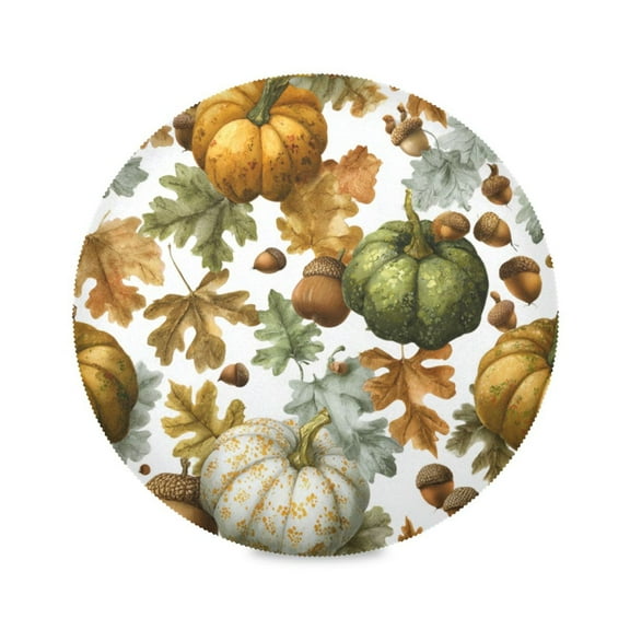 Round Placemat Heat Resistant & Wrinkle-Free Dining Table Decor Placemat For Home & Weddings Watercolor Autumn Pumpkins