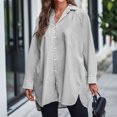 thumbnail image 2 of Mujeres Casual Sólido Botones de manga larga Suelta Cardigan Turndown Collar Blusa Tops Fridja bvmnju7519, 2 of 9