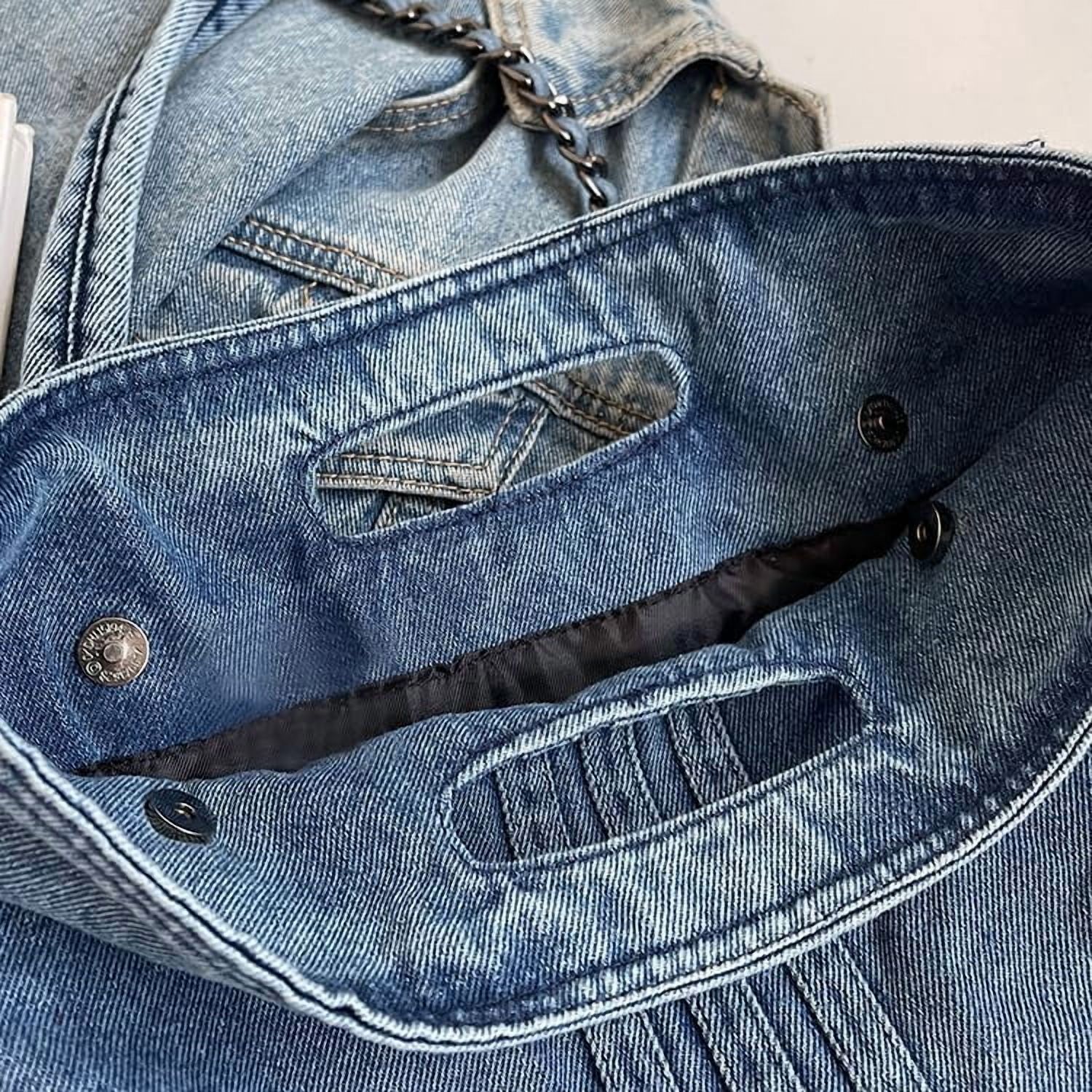 Women Denim Shoulder Handbag Retro Crossbody Bag Large Capacity Tote Purse Chain Strap Underarm Bag