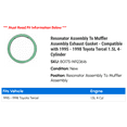 thumbnail image 2 of Resonator Assembly To Muffler Assembly Exhaust Gasket - Compatible with 1995 - 1998 Toyota Tercel 1.5L 4-Cylinder 1996 1997, 2 of 2