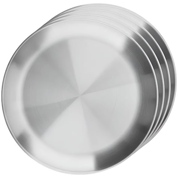 ACDANC 2026 New 4Pcs Serving Flat Plate Round Plate Stainless Steel Dish Vintage Dish Metal Plate Dinner Plate for Family Meals, Dinner Parties, Outdoor Dining, Special Occasions, Elegant Serving.
