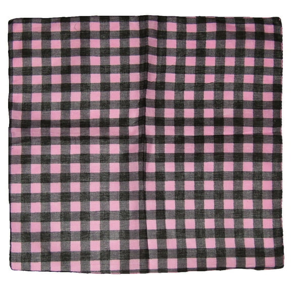 Wholesale Lot 6 Pink / Black Plaid Checkered 100% Cotton 22"x22" Bandana