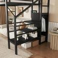 thumbnail image 4 of Mirightone Twin Size Loft Bed with Stairs and Storage, Metal Loft Bed Frame with A Shelf and Large Under-Bed Space, Heavy-Duty Loft Beds for Boys Girls Teens, Black, 4 of 7
