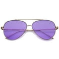 thumbnail image 1 of sunglassLA Unisex Retro Metal Frame Double Nose Bridge Color Flat Lens Aviator Sunglasses 60mm (Gold / Purple) - 60mm, 1 of 4