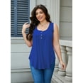 thumbnail image 3 of JYLFC Womens V Neck Plus Size Tank Pleated Henley Sleeveless Tops, Blue 4XL, 3 of 5