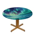 thumbnail image 3 of WYYP Aurora Borealis Starry Night Ice Round Table Cover 100% Polyester Washable for Home Kitchen Outdoor Decoration White, 3 of 8