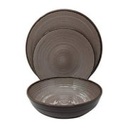 Gianna's Home 12 Piece Modern Melamine Heavyweight Plastic Dinnerware Set (Brown)