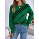 thumbnail image 5 of Suéter Informal de Rayas con Cuello Redondo y Larga Tipo Farol para Mujer Verde XL, 5 of 10