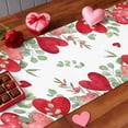 thumbnail image 4 of Valentine's Day Table Runner Red Pink Love Heart Table Runners Eucalyptus Leaves Wreath Cotton Linen Dresser Scarf Kitchen Dining Table Decor for Valentines Wedding Party Decor 13x72 Inch, 4 of 9